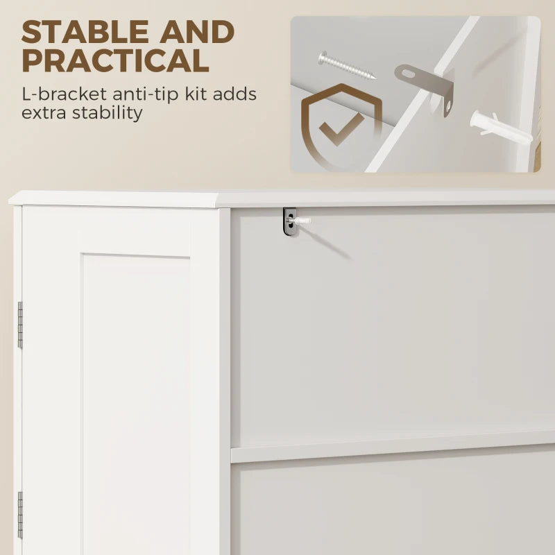 47.2-Inch Farmhouse Kitchen Pantry Cabinet with 6 Door Racks and 2 Drawers – White
