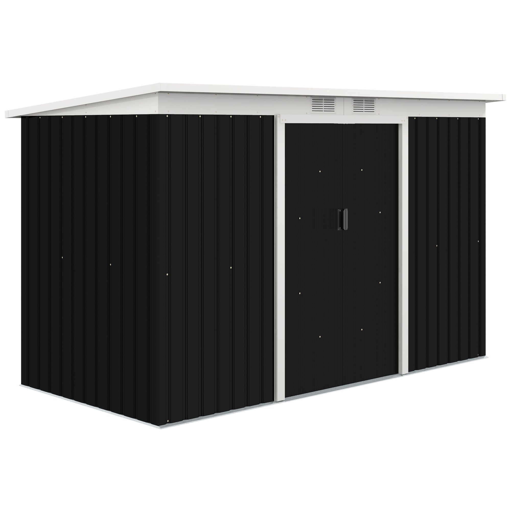Outsunny Metal Garden Storage Shed 9' x 4' with Sliding Door Spacious Backyard Tool House Dark Gray