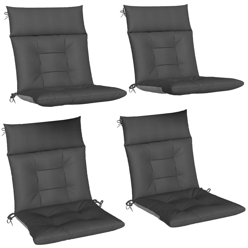 Patio Chair Cushions Set of 4, Waterproof Non-Slip Lounge Chair Cushions, 44"x21", Dark Grey