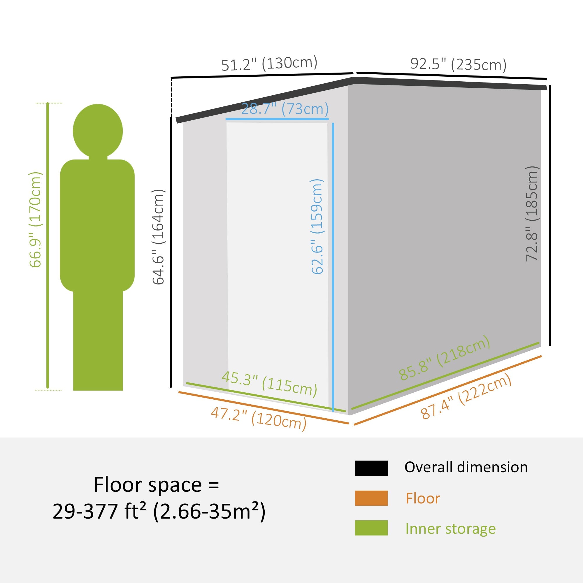 Outsunny 4x8 ft Metal Garden Shed Outdoor Storage Lean-To Tool House with Lockable Door Air Vents for Backyard Patio Lawn
