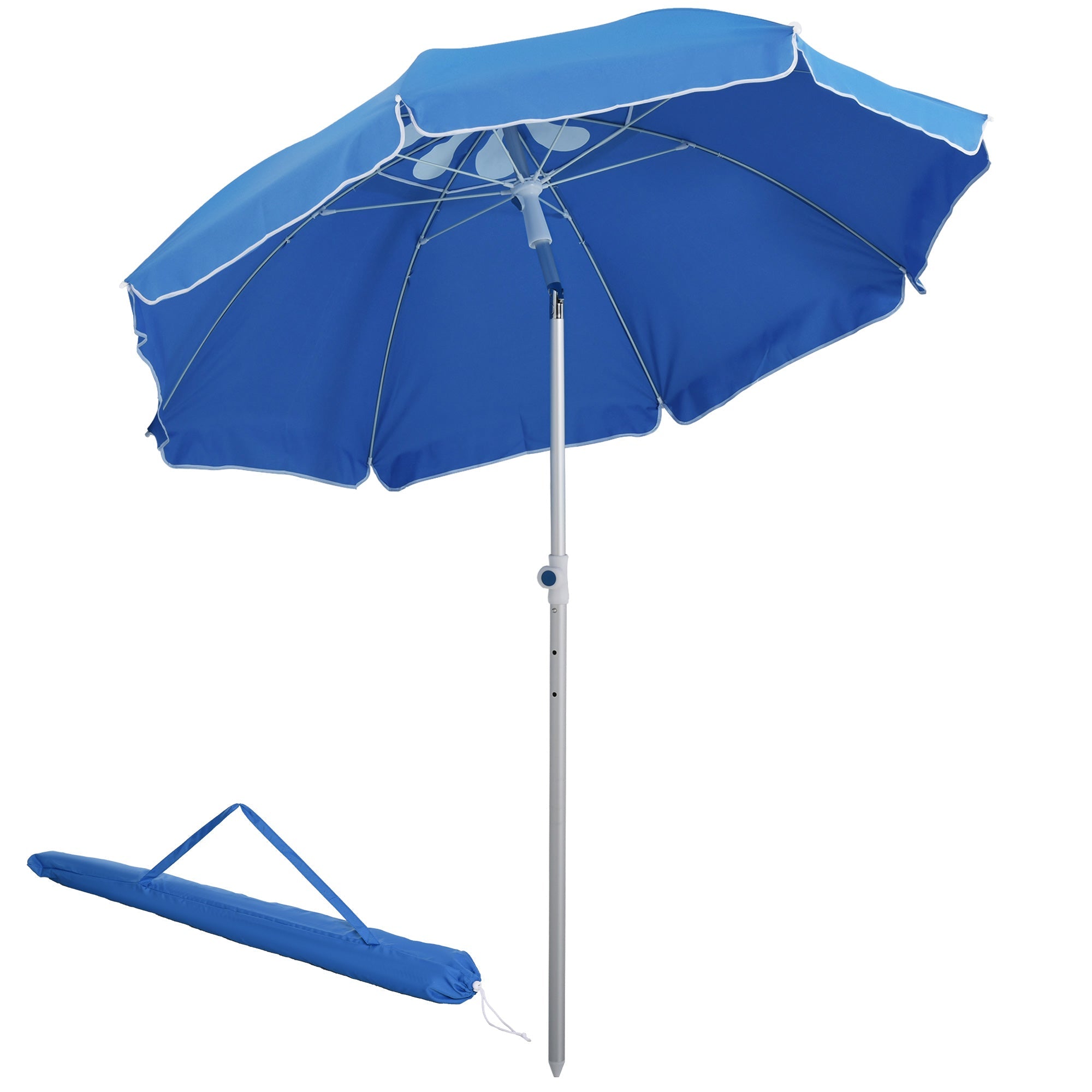 Outsunny Seaside Shade: 6ft Pointed Adjustable Tilt Beach Umbrella with Carry Bag Blue