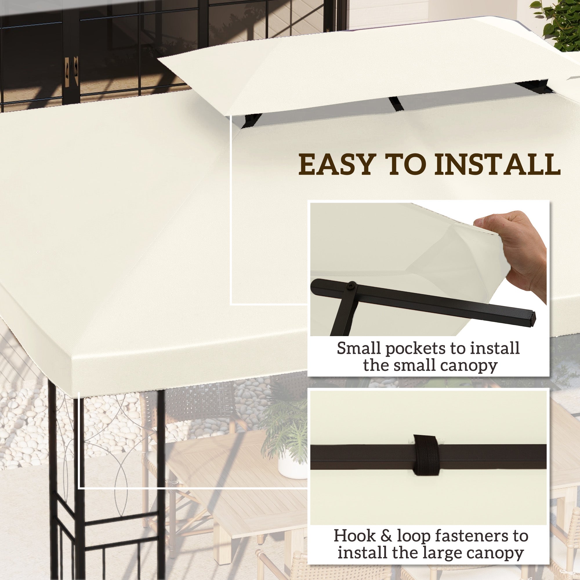 Outsunny 13' x 10' Gazebo Replacement Canopy Cream White UV Protection Top Cover for Outdoor Patio Garden Pavilion