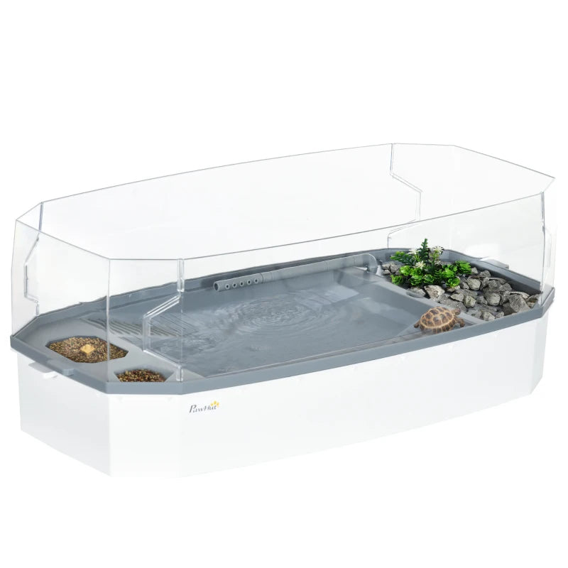 Turtle Tank Kit, Turtle Aquarium with Basking Platform, Water Pump, Filter Layer Design, Reptile Habitat