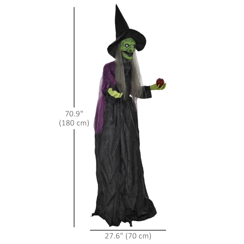 HOMCOM 6.4' Life-Size Winged Grim Reaper – Animated Halloween Decoration, Light-Up Eyes