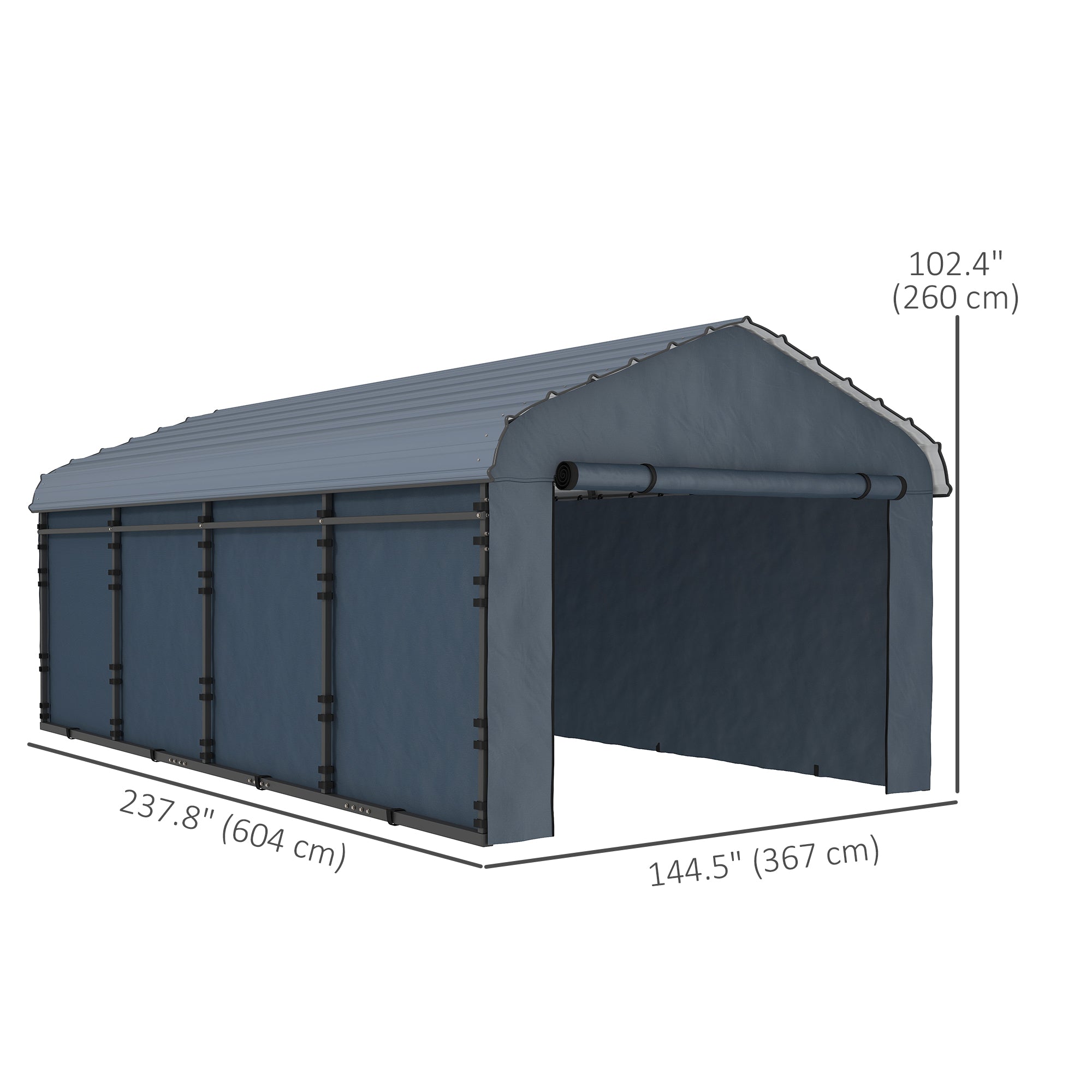 Outsunny 12' x 20' Metal Carport, Heavy Duty Garage Car Shelter with Galvanized Metal Roof and Removable Sidewalls, Dark Grey