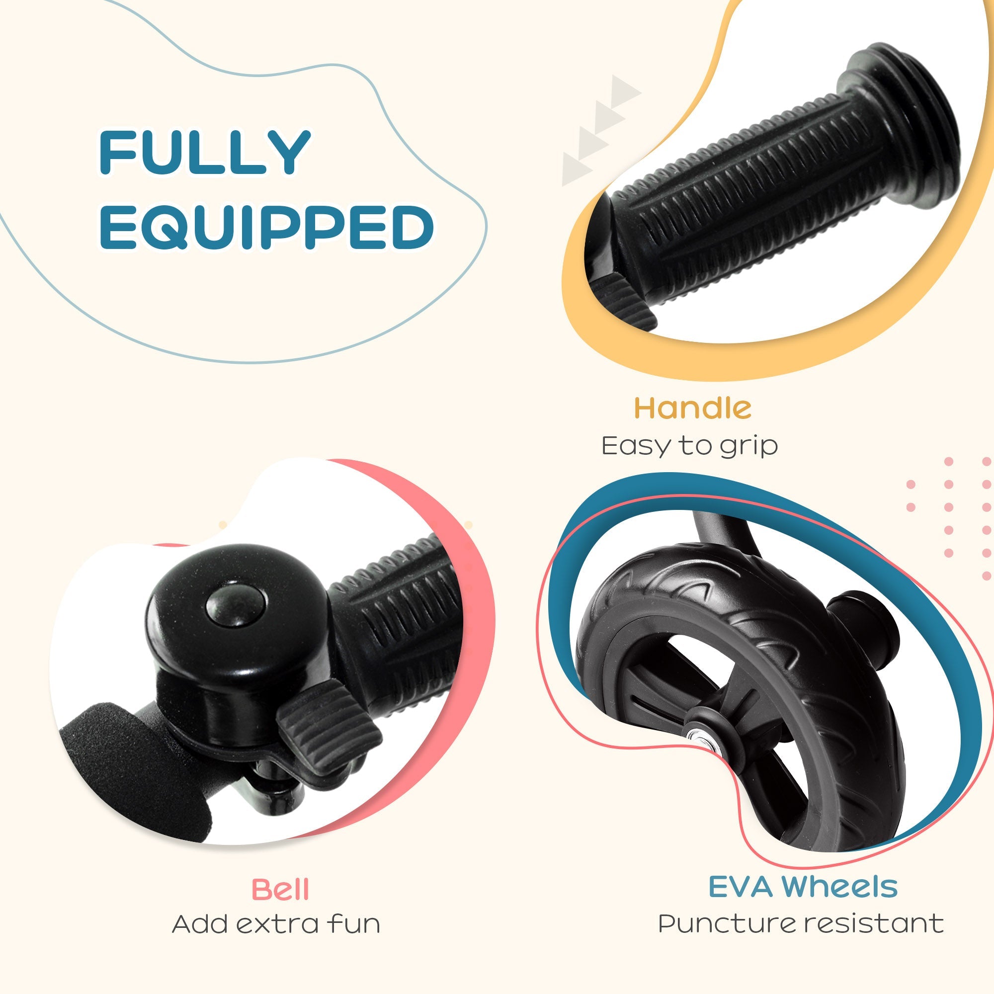 Qaba 3-in-1 Baby Bike - Easy Ride Toddler Trike for Indoor/Outdoor Activities, Perfect Tricycle for Learning