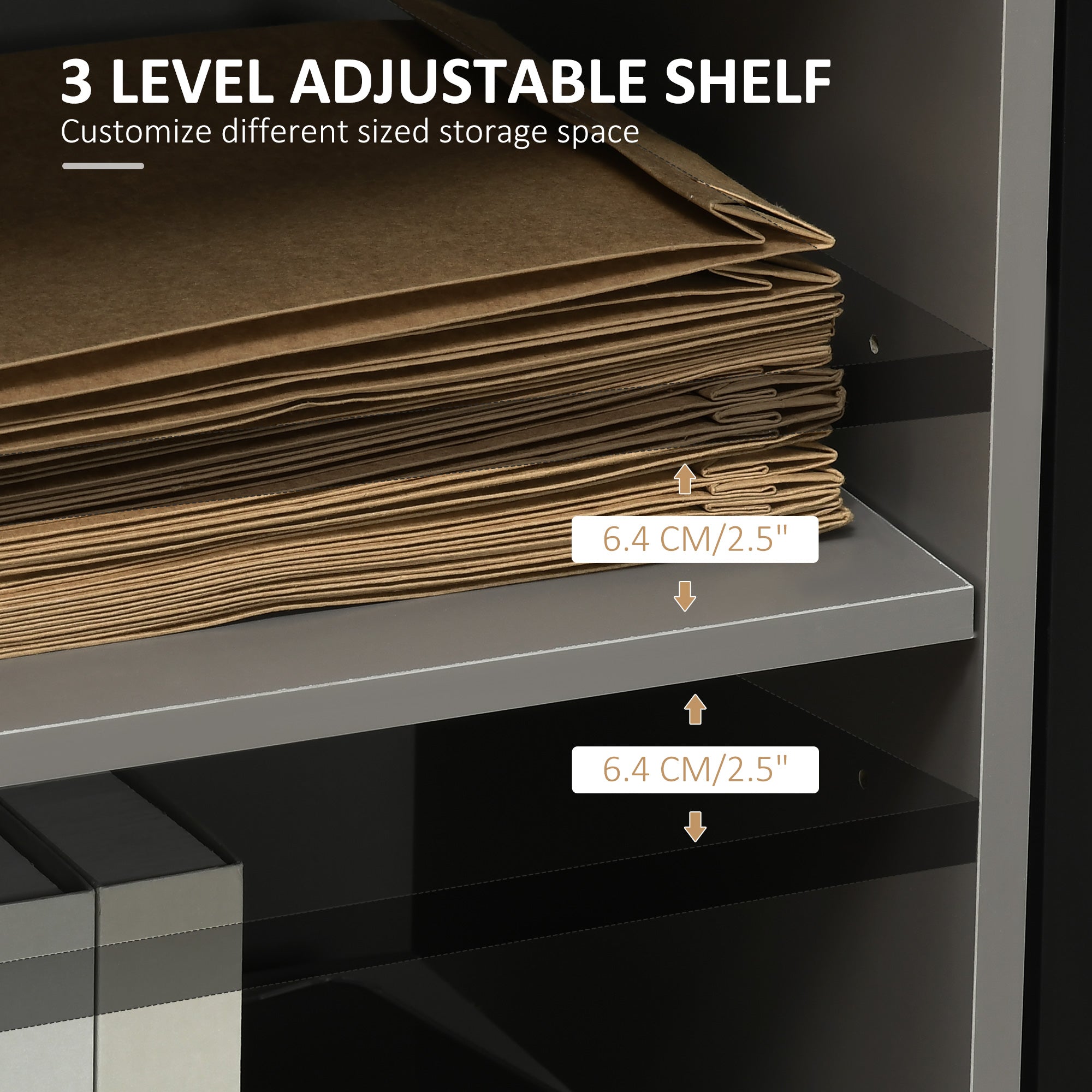 HOMCOM File Cabinet: 3 Drawers, Printer Stand, Open Shelves, Rolling Wheels, Grey, Office Storage