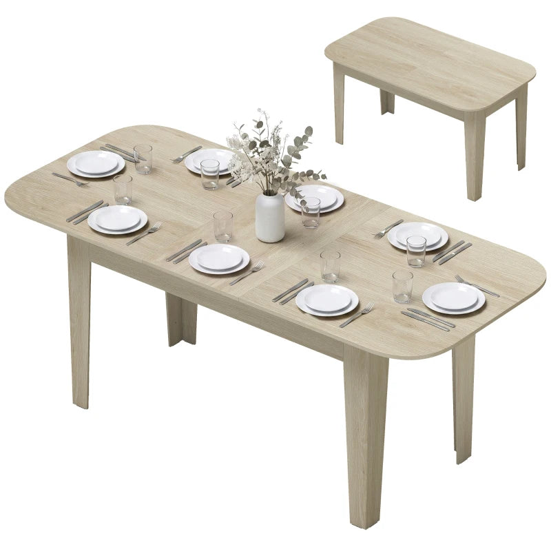 Extendable Oval Dining Table for 4–6 People – Farmhouse Expandable Kitchen Table - Black Wood Grain/ Oak