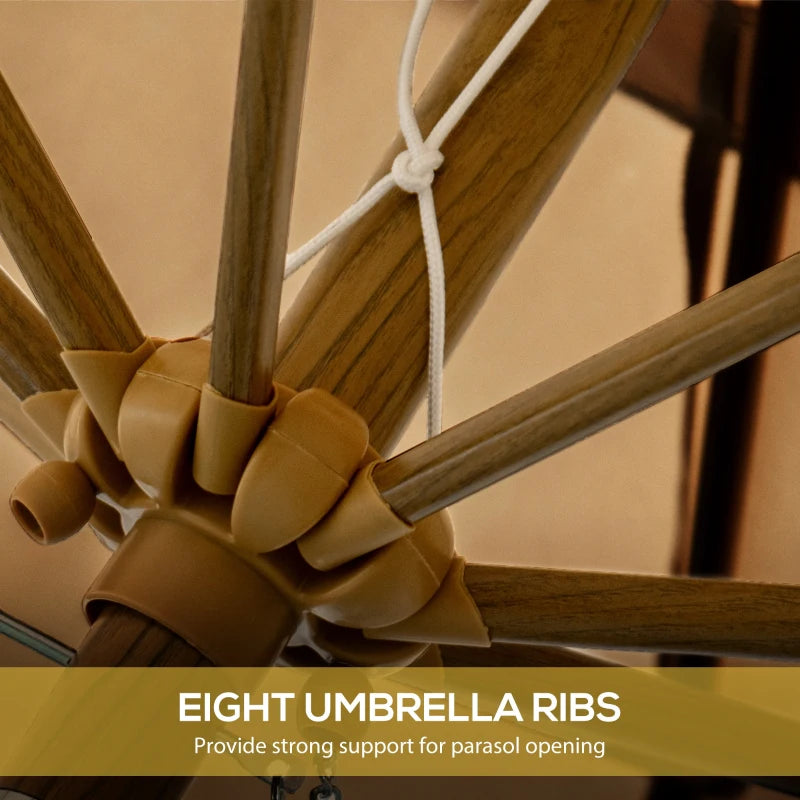 9 ft Patio Umbrella with Push Button Tilt and Crank, Double-ruffled Outdoor Market Table Umbrella Parasoll, Khaki