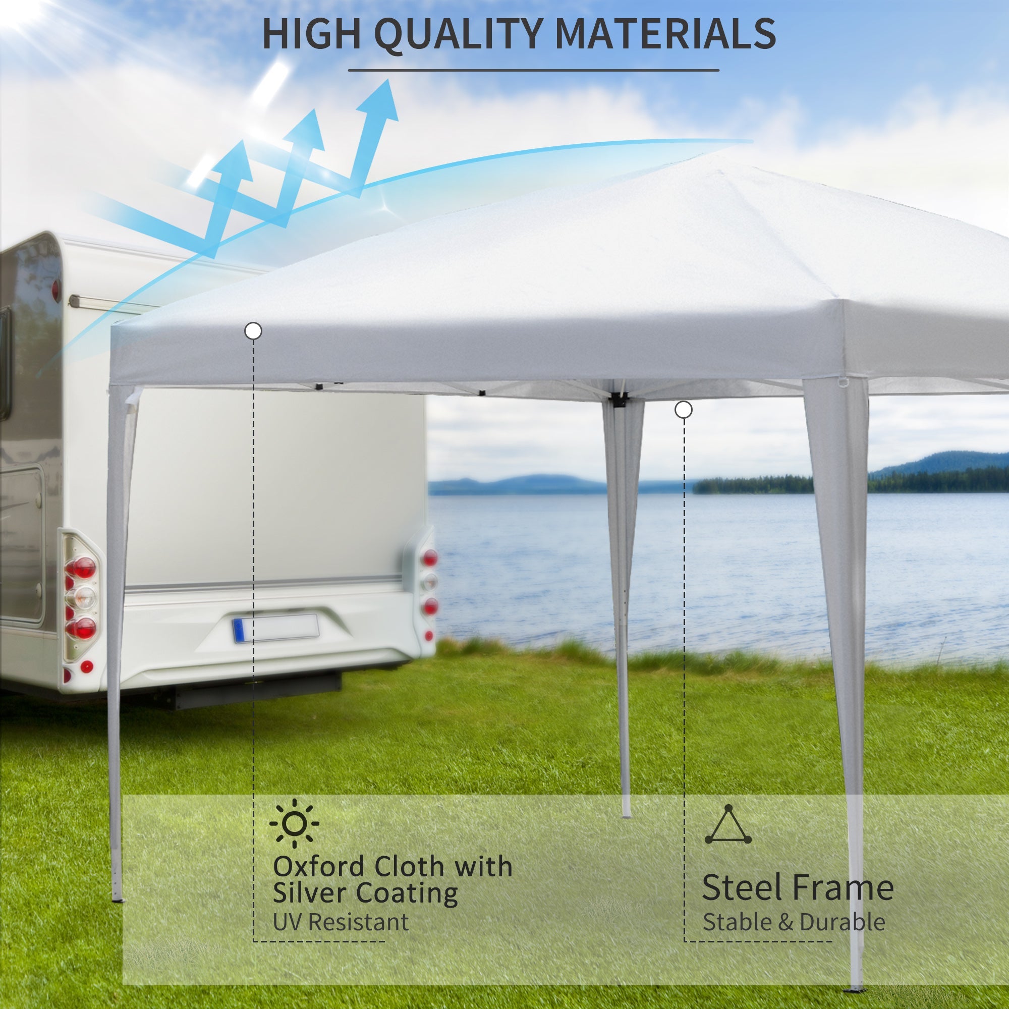 Outsunny Folding Pop Up Tent 10x10ft Outdoor Gazebo Canopy White w Carrying Bag