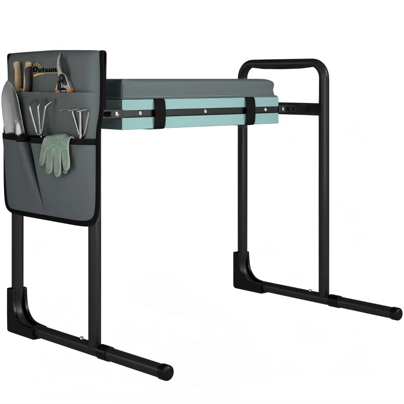 Garden Kneeler and Seat, Heavy Duty Foldable Gardening Stool with Thicker Soft Kneeling Pad, Extendable Steel Legs