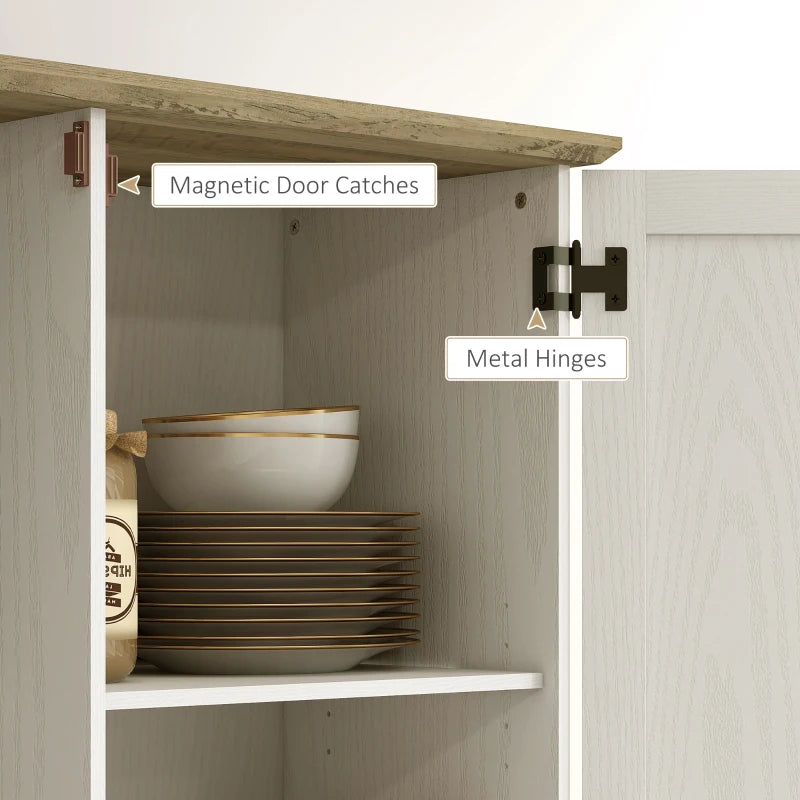 70" Tall Kitchen Pantry Cabinet with Door Shelves and Adjustable Shelves, Cream White