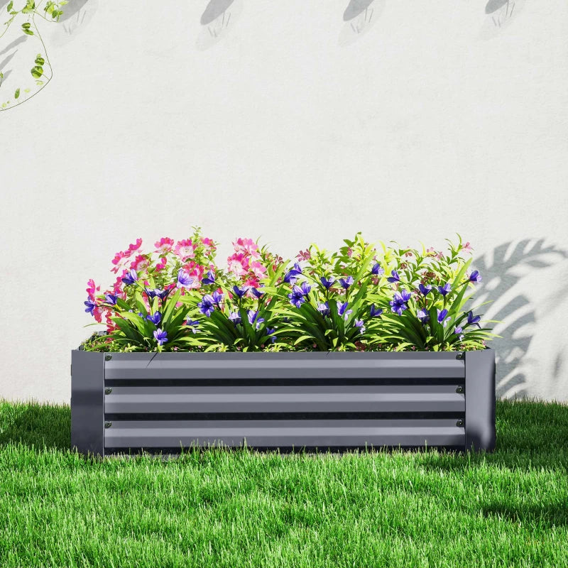Galvanized Raised Garden Bed, 4' x 3' x 1' Outdoor Metal Planter Box, Raised Bed for Growing Flowers Herbs, Dark Grey
