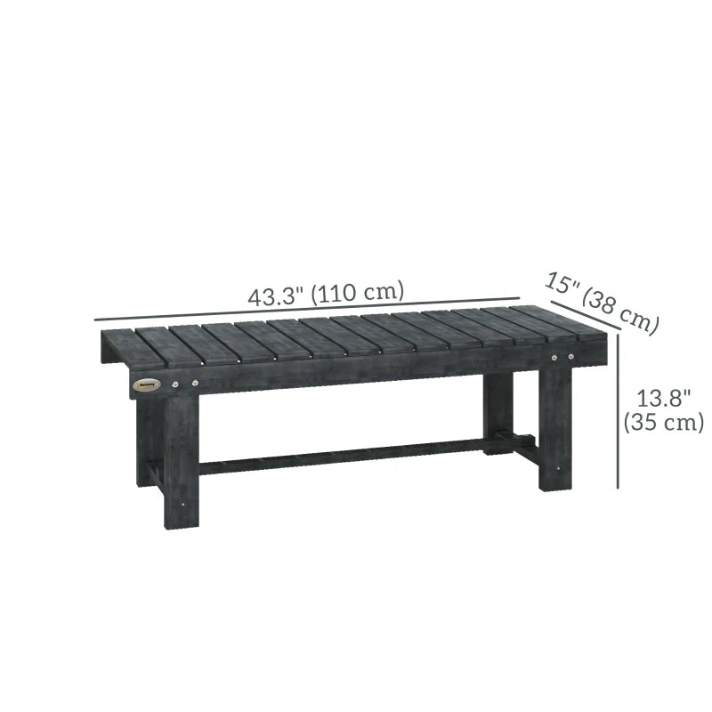 Outdoor Garden Bench, Backless Patio Fir Wood Stool, Armless Loveseat, 43.25" x 15" x 13.75", Grey
