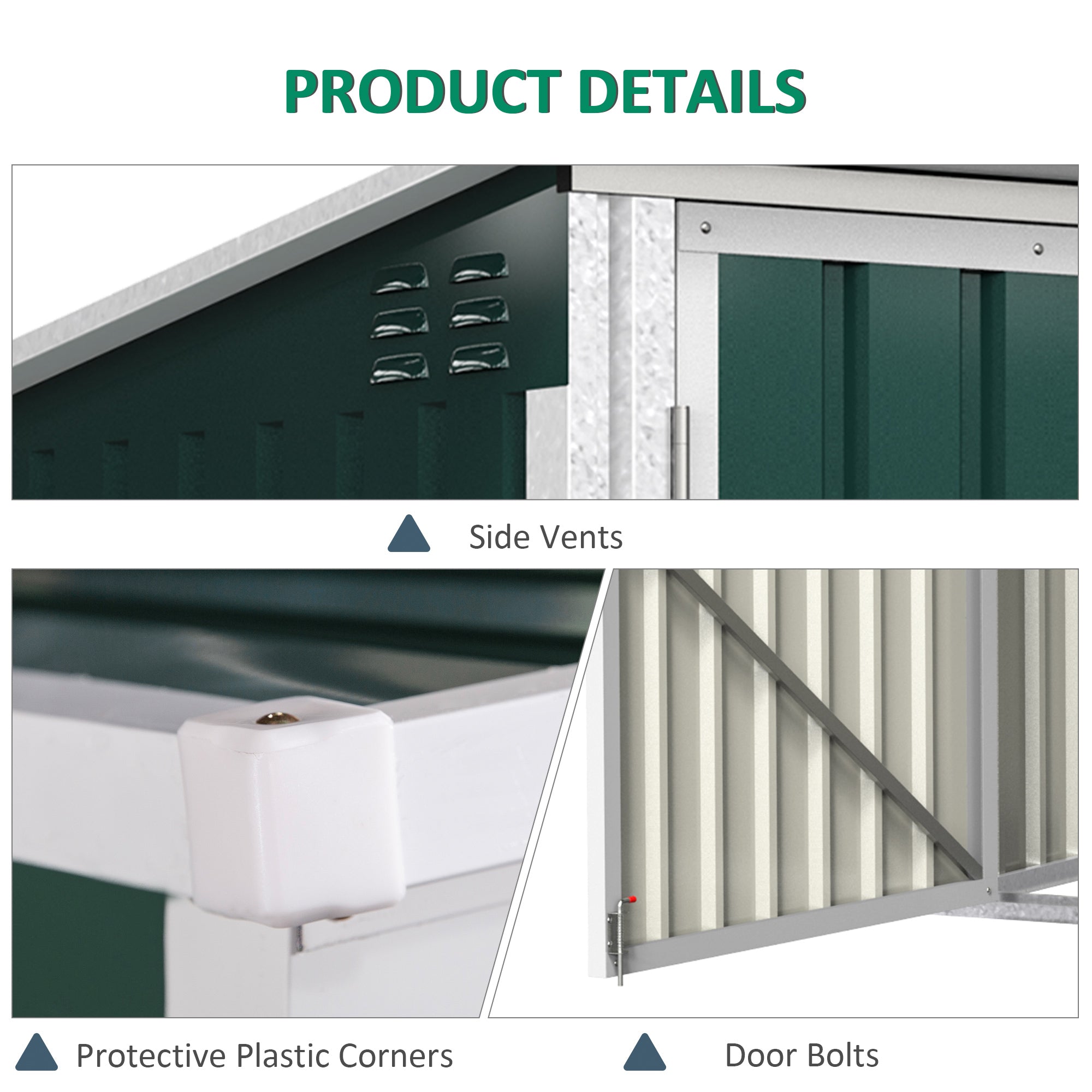 Outsunny Garbage Shed, Steel Outdoor Trash Can Cabinet with Lockable Double Doors & Ventilation for 2 Trash Bins, Green