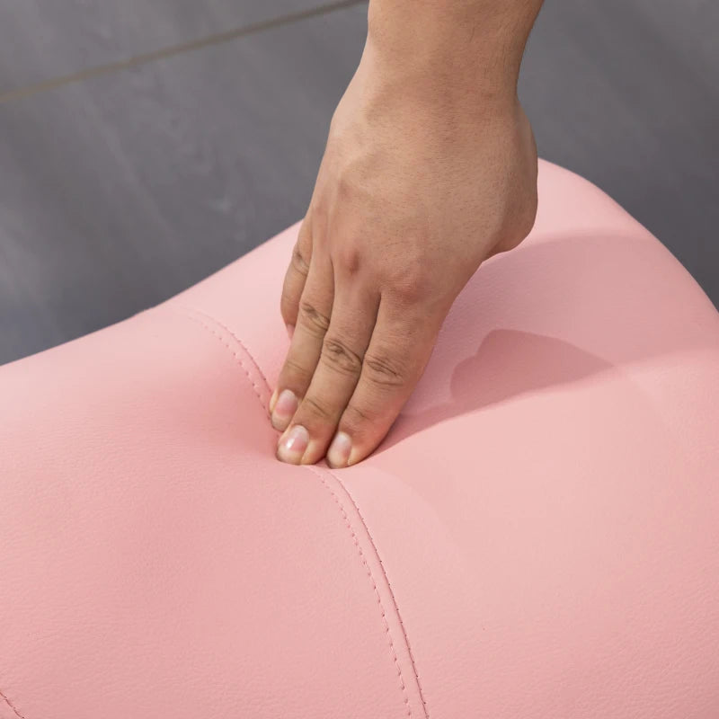Cosmetic Stool 360° Rotate Height Adjustable Salon Massage Spa Chair Hydraulic Rolling Faux Leather Saddle Stool, Pink