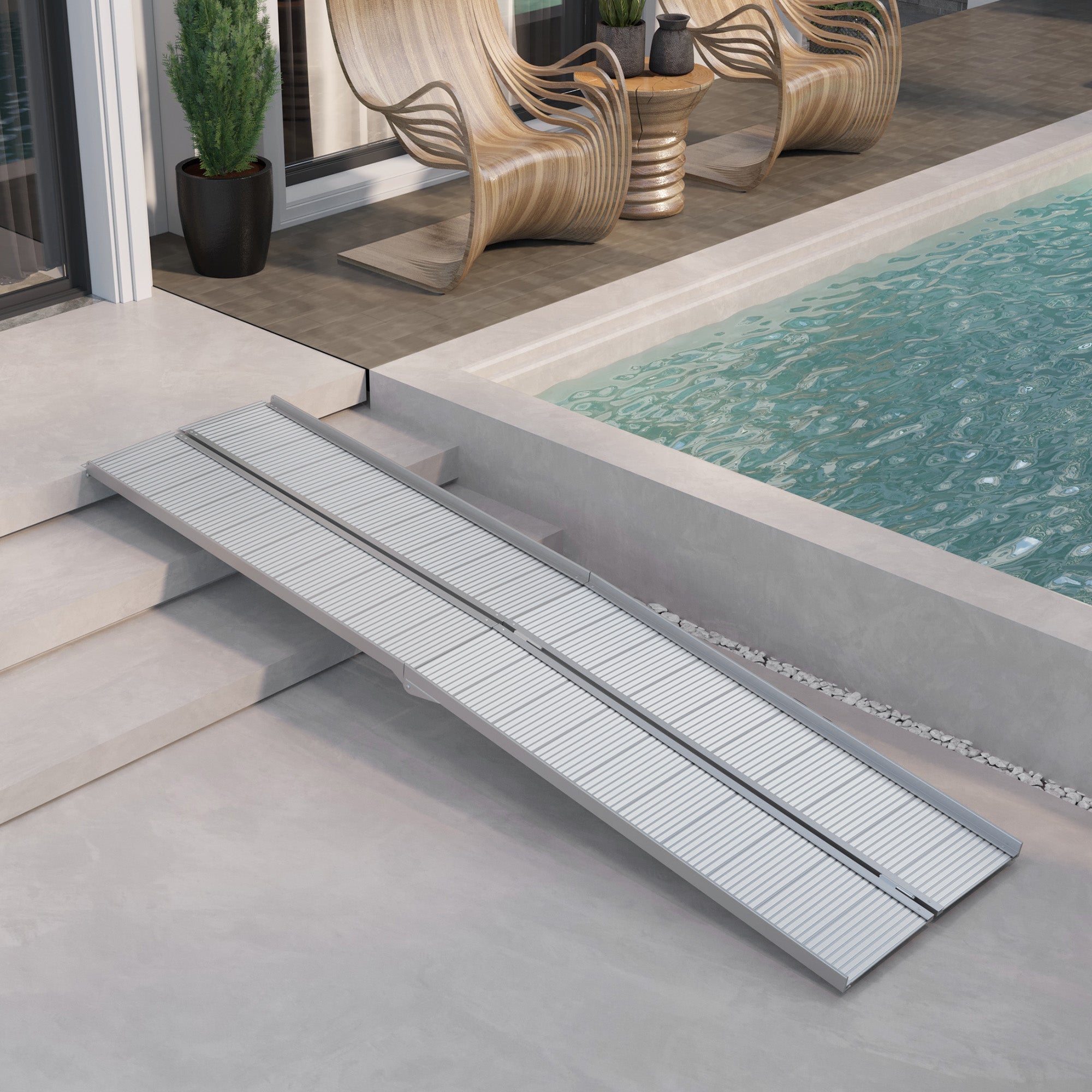 HOMCOM 10' Foldable Handicap Ramp for Home, Steps, Doorways, Aluminum Wheelchair Ramp, Textured Threshold Ramp, Silver