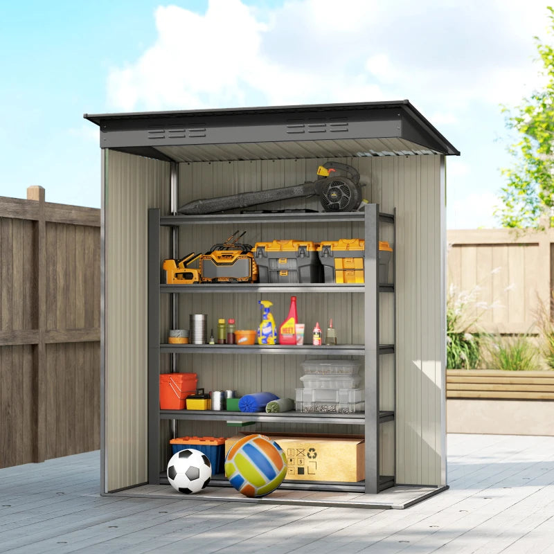 5.2' x 3.5' Outdoor Storage Shed, Easy to Assemble Metal Garden Shed, for Backyard, Lawn, Patio, Dark Grey