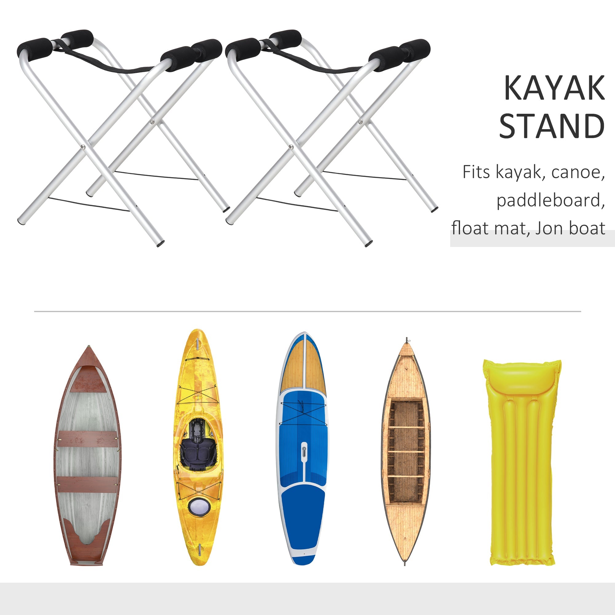 Soozier 2 Pieces Kayak Stand Freestanding Paddle Board Ground Storage Rack Premium Accessories for Boat Float Mat Canoe