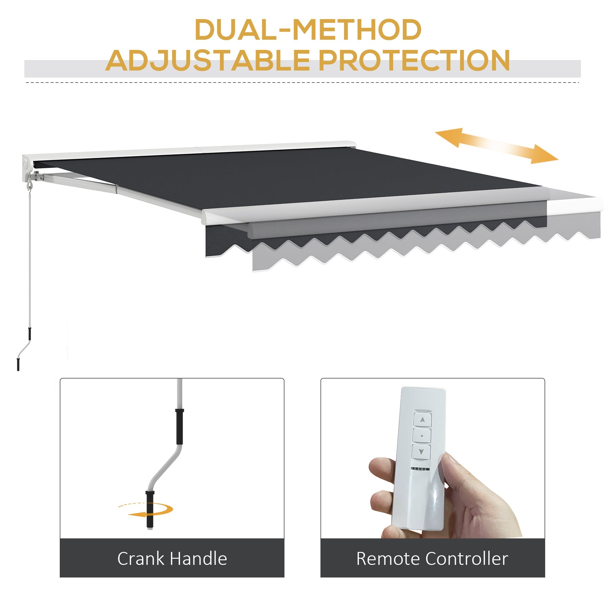 Aosom Motorized Patio Awning 10'x8' - Electric Retractable Sunshade with Remote, Aluminum Frame for Door & Window