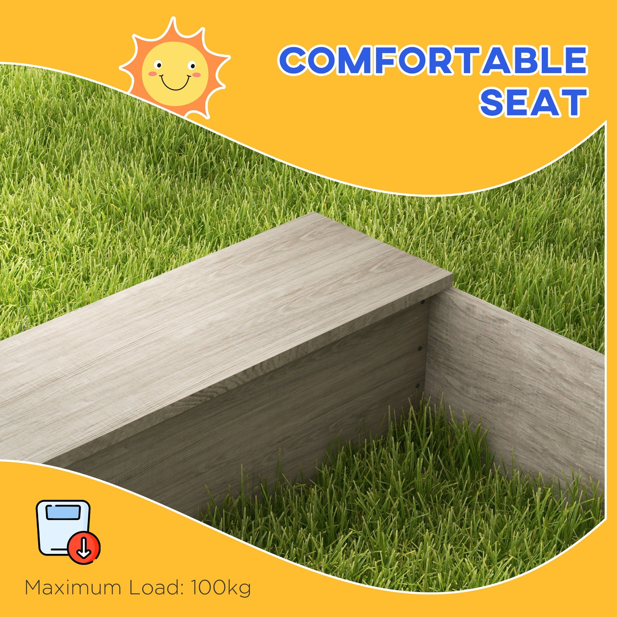 Outsunny Kids Wooden Sandbox with Protective Liner Kitchen Theme for Outdoor Garden Backyard Play