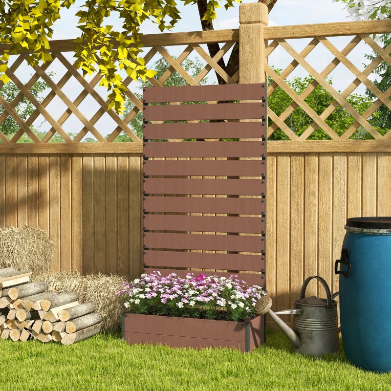 Trellis Planter for Climbing Plants, Raised Garden Bed with Trellis, Planter Box for Outdoor Garden, Light Brown