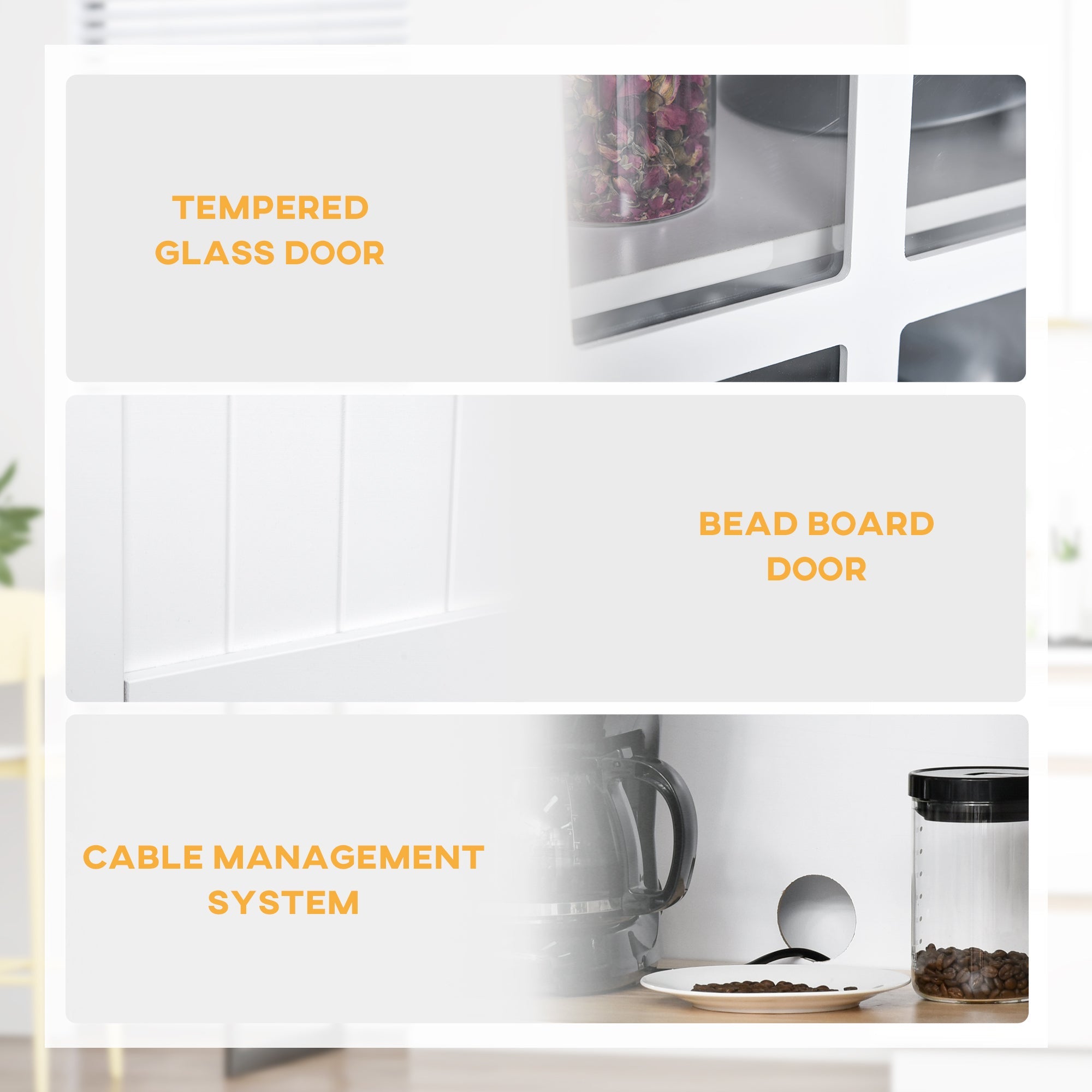 HOMCOM 68" Traditional Kitchen Pantry Storage Cabinet Cupboard Buffet Hutch Wooden Framed Glass Door Freestanding