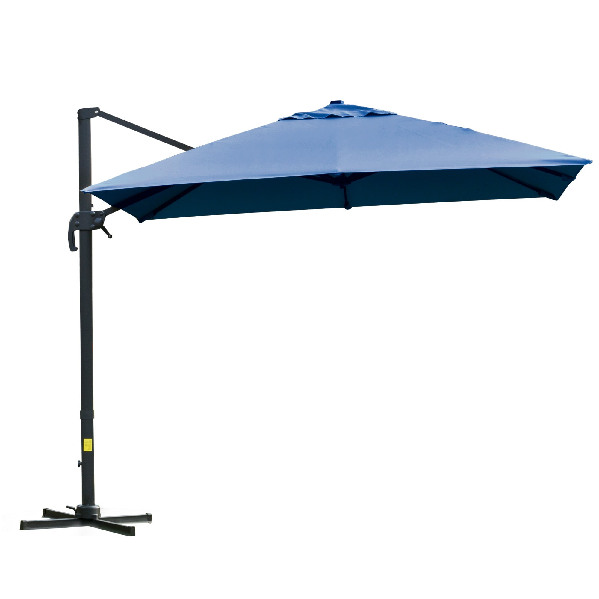 Outsunny 10x10ft Square Cantilever Umbrella with Rotatable Top 4 Adjustable Angles for Patio Backyard Outdoor Area Blue