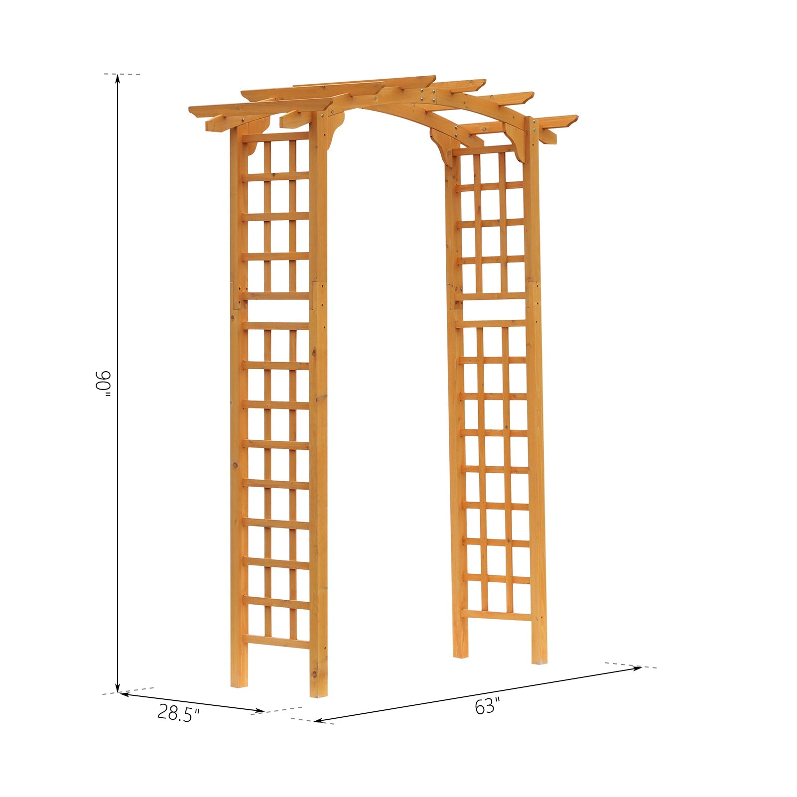 Outsunny 7.5ft Fir Wood Garden Arch Trellis Outdoor Walkway Round Pergola Style Arbor