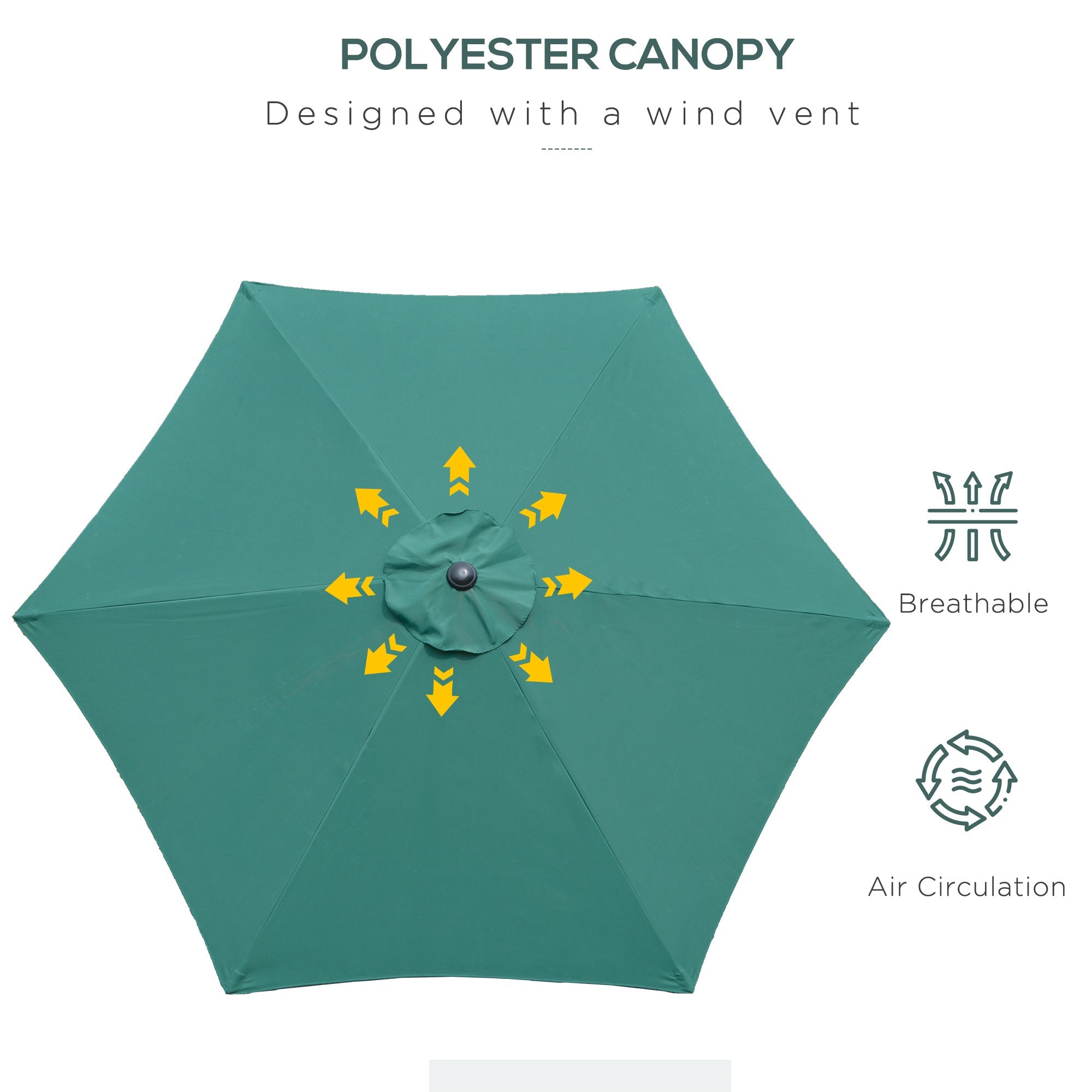 Outsunny Garden Oasis Parasol: 9' Round Aluminum 6 Rib Tilting Canopy Umbrella with Crank Green