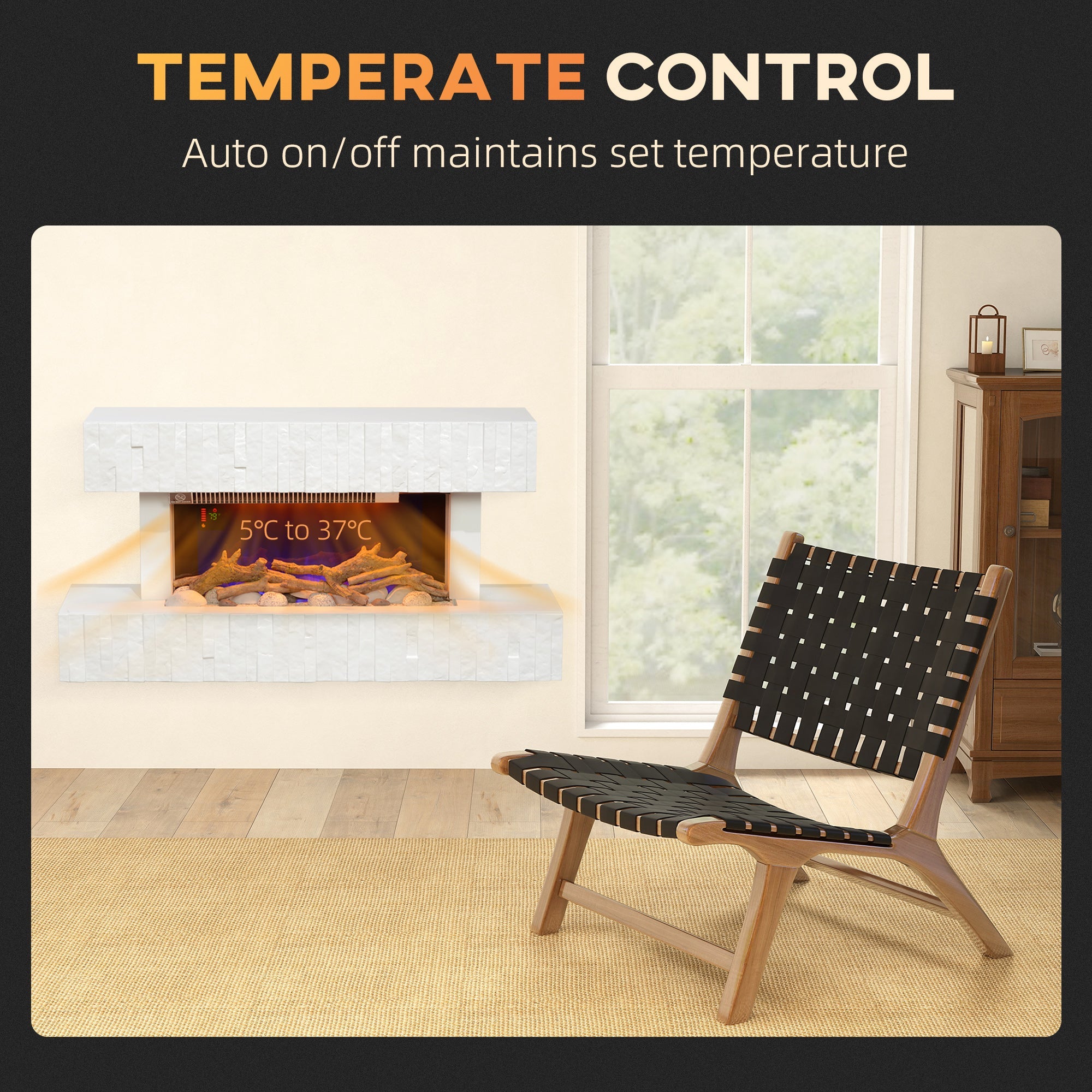 HOMCOM 32 Inches Freestanding Electric Fireplace with Mantel, 1500W Replaceable Fireplace Insert Heater with Timer, White