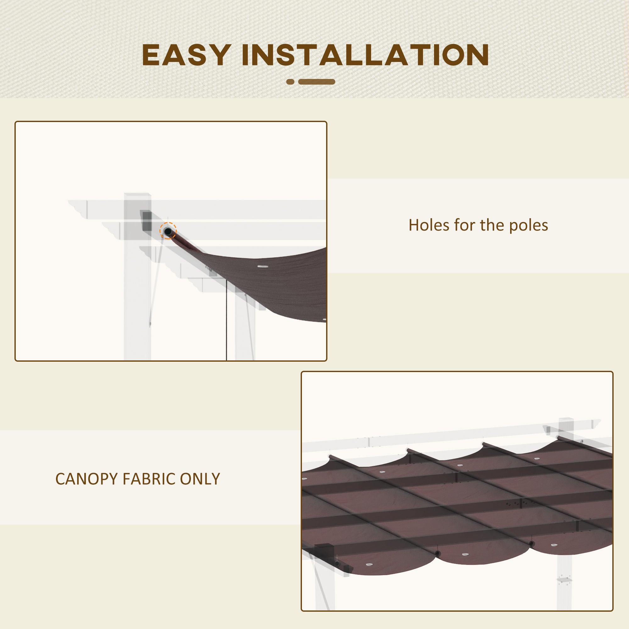 Outsunny Pergola Canopy Replacement 9.8'x9.8', Retractable Cover, Durable Fabric, Coffee - Upgrade Your Outdoor Space