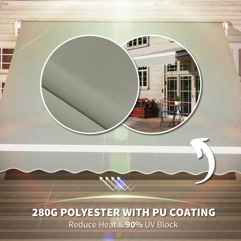 8'x7' Patio Awning Manual Retractable Sun Shade Outdoor Deck Canopy Shelter, Light Grey