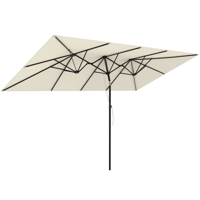 Double-Sided Patio Umbrella Parasol with Tilt, Adjustable Height, Vents and 12 Ribs, for Garden, White