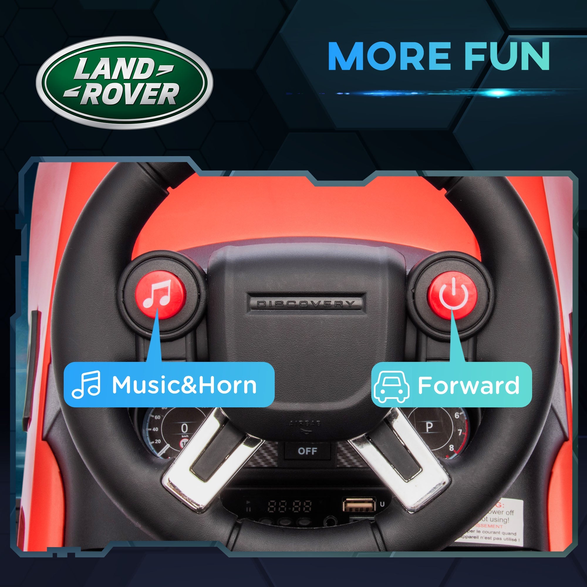 Qaba 2 in 1 6V Land Rover Licensed Electric Car for Kids, Sliding Car with Music Horn Headlights, for 18-60 Months Red