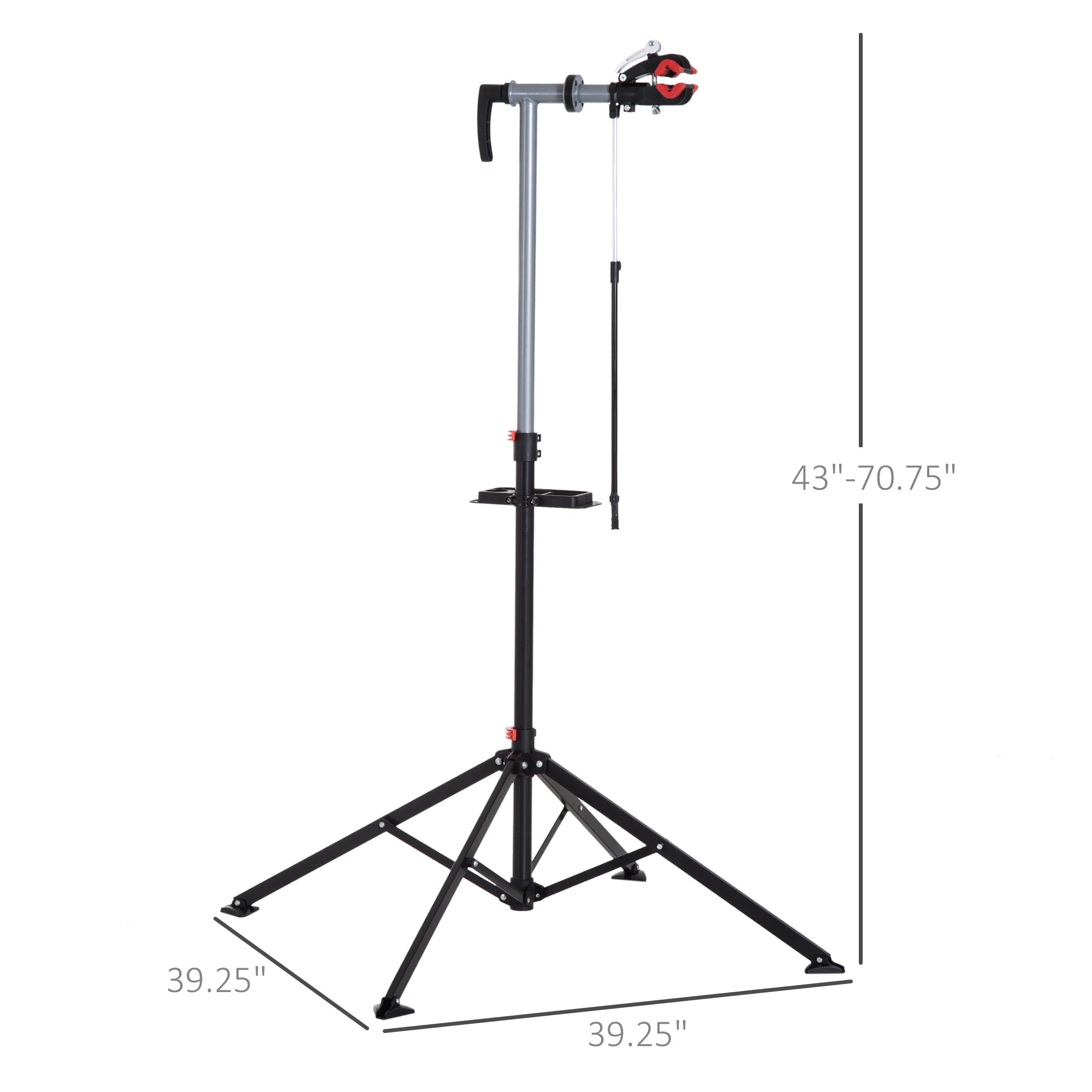 HOMCOM Bike Repair Work Stand Adjustable Telescopic Arm 75" with Rack Tool Tray for Cycle Maintenance