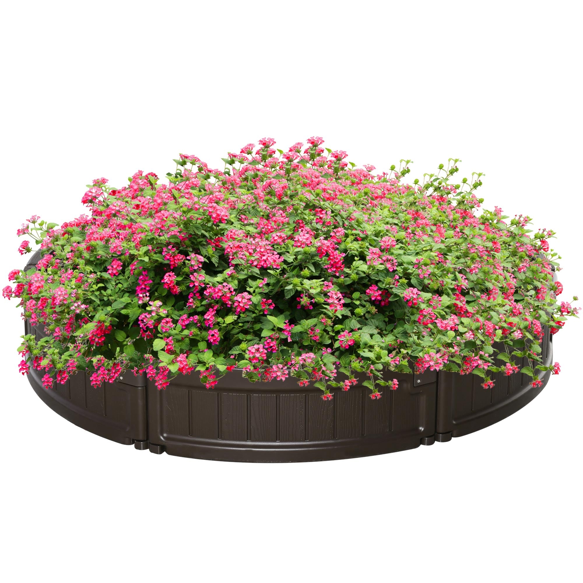 Outsunny 48"x48"x8" Round Raised Garden Bed: Planter Box for Flowers/Herbs/Veggies, Outdoor, Brown
