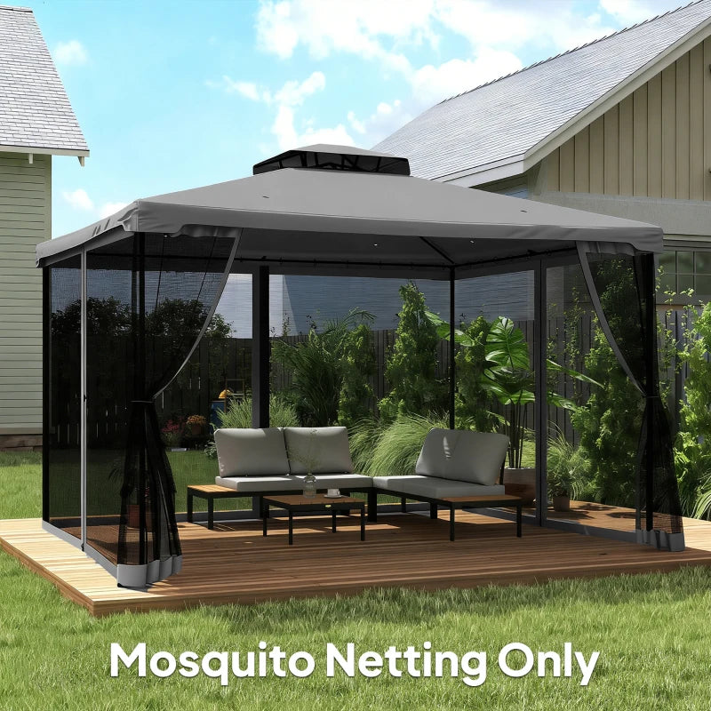 Replacement Mosquito Netting for Gazebo 13' x 13' Black Screen Walls for Canopy with Zippers, Dark Grey