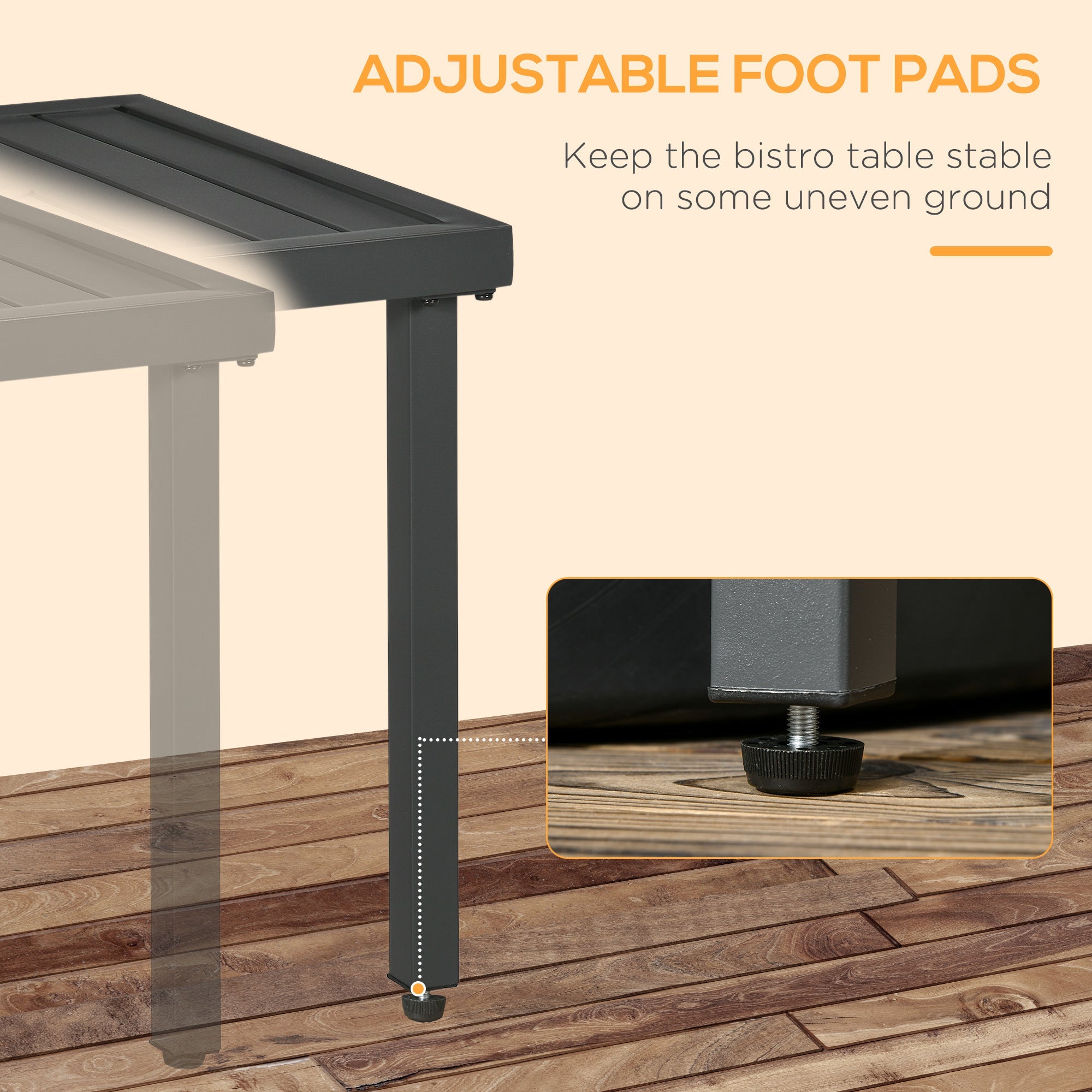 Outsunny Patio Side Table with Umbrella Hole Steel Frame Small Coffee Table Gray