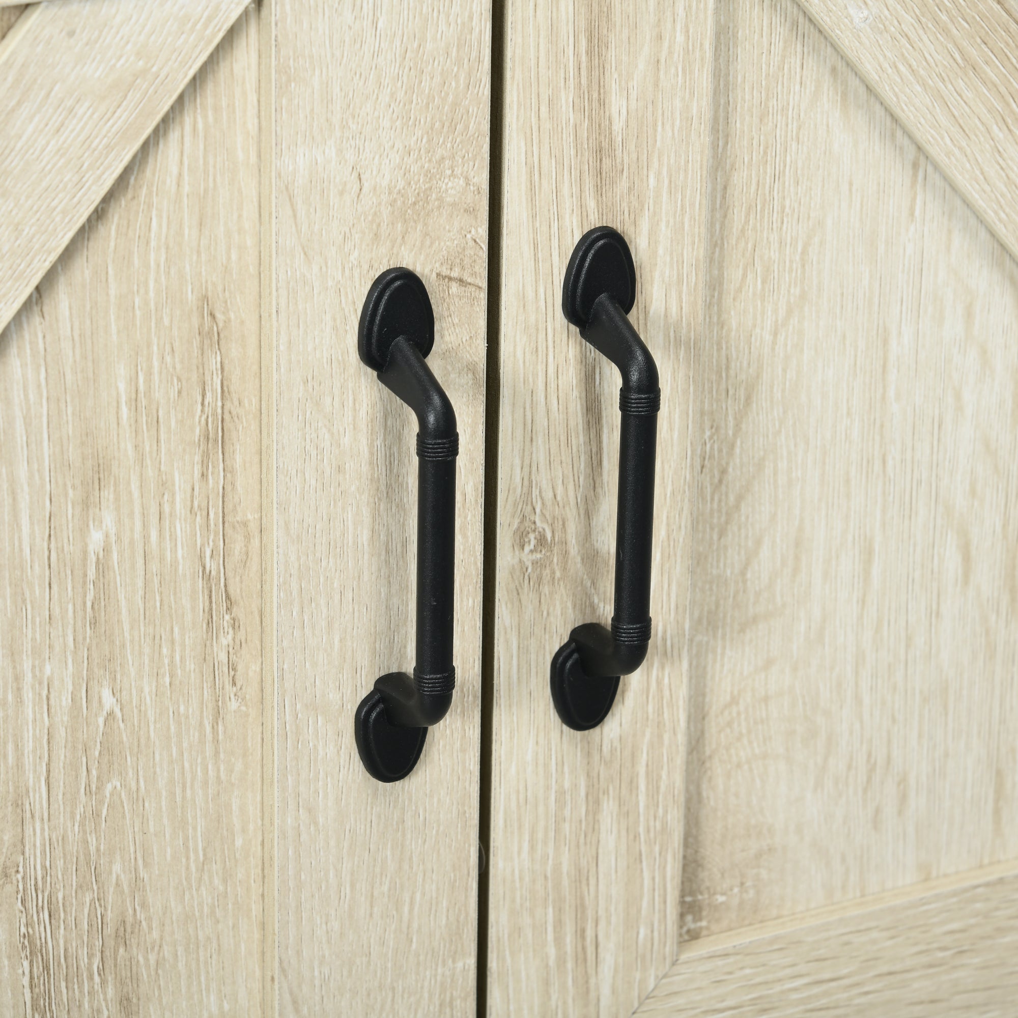 HOMCOM Farmhouse Flair: Oak Sideboard with Barn Doors, Bottom Shelf for Kitchen or Dining Countryside Vibes | Rustic Storage
