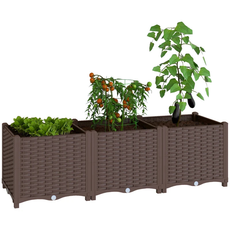 Plastic Raised Garden Bed with Legs, Self Watering Elevated Planter Boxes with Drainage Holes and Plugs