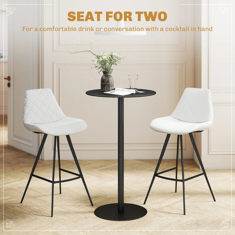 Round Bar Table for 2, Modern Pub Table with Steel Frame, Easy Assembly for Small Space Home Bar Cocktail Bistro, Black