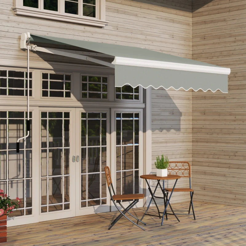 8'x7' Patio Awning Manual Retractable Sun Shade Outdoor Deck Canopy Shelter, Light Grey