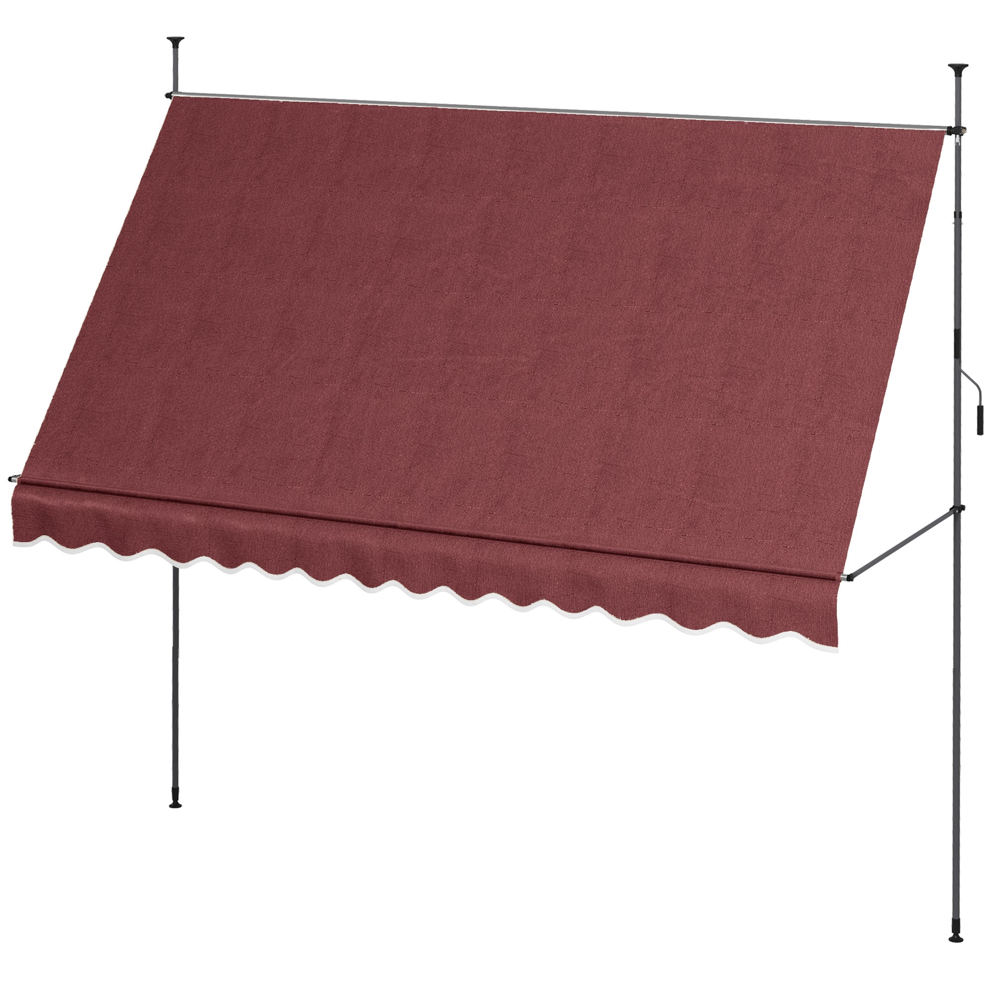 Outsunny Manual Pullback Suncover: 137.8"x47.2" 0-90° Adjustable UV Resistant Freestanding Shade for Patio, Blue