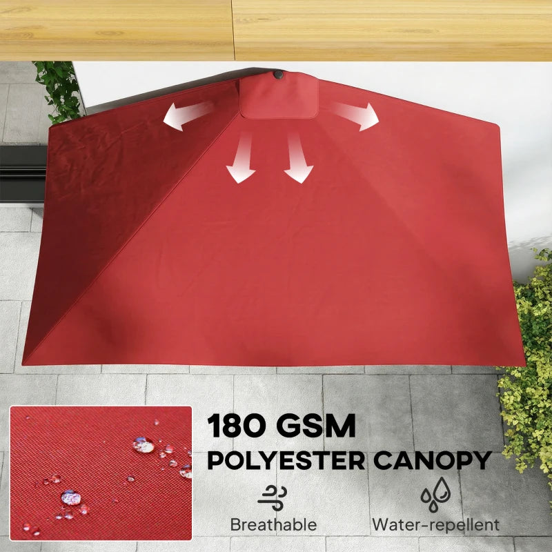 8ft Half Round Umbrella Outdoor Balcony Parasol Patio Garden Outdoor Window Sun Shade w/ 5 Ribs