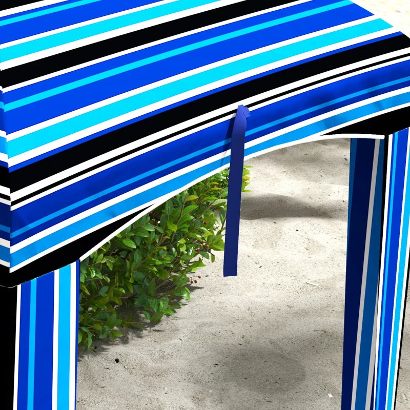 70.1" L x 70.1" W Cabana Umbrella with Walls, Vents, Ruffles, Carry Bag, Beach Umbrella, Blue Stripe