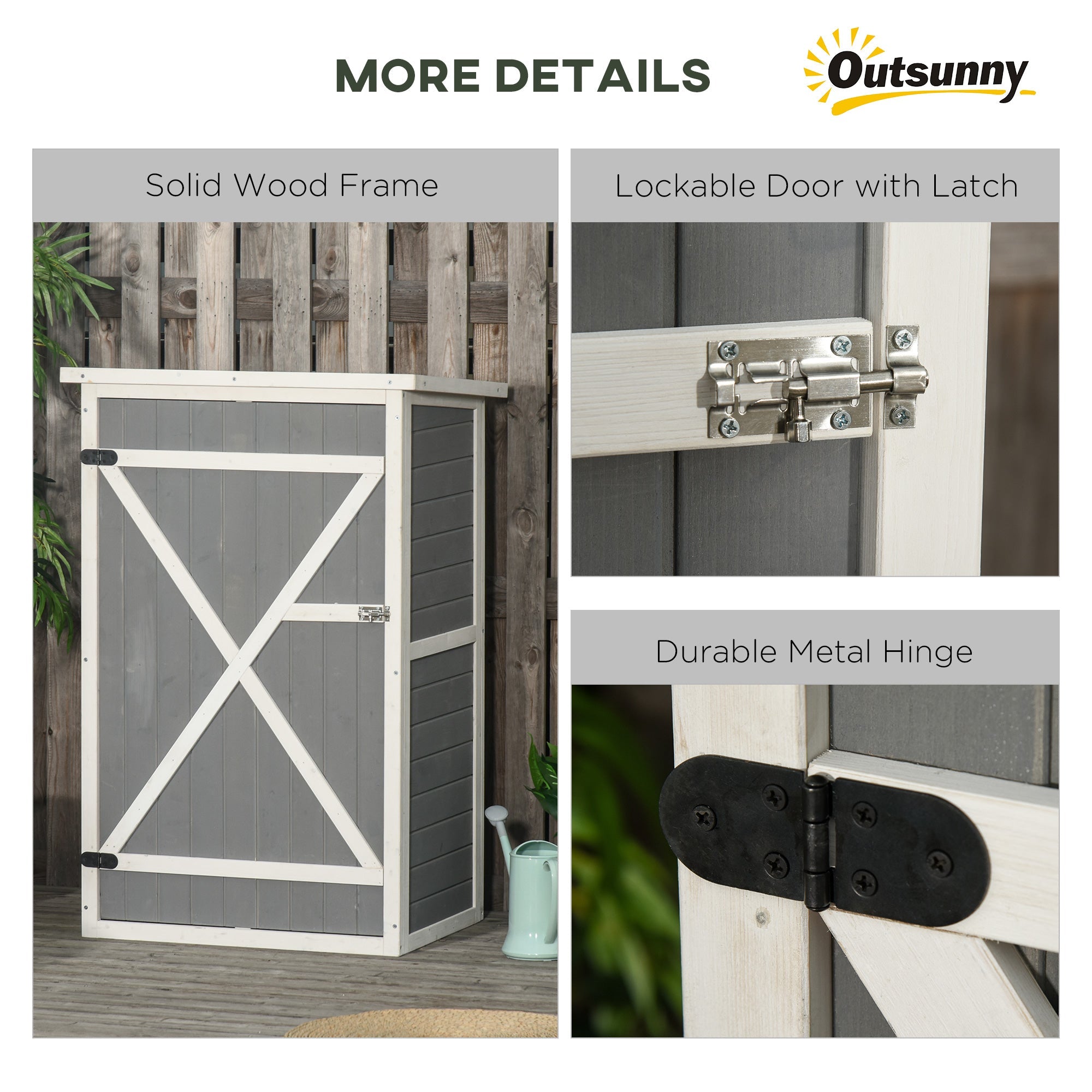 Outsunny Garden Storage Shed 29.9"x21.7"x45.3" with Asphalt Roof, Outdoor Cabinet with Shelves for Tools - Grey