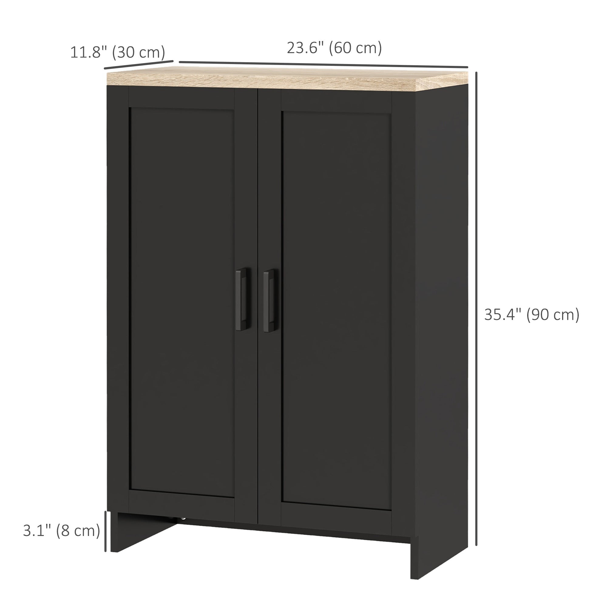 HOMCOM Modern Storage Cabinet with Doors and Adjustable Shelf for Kitchen, Living room, 23.6" x 11.8" x 35.4", Black