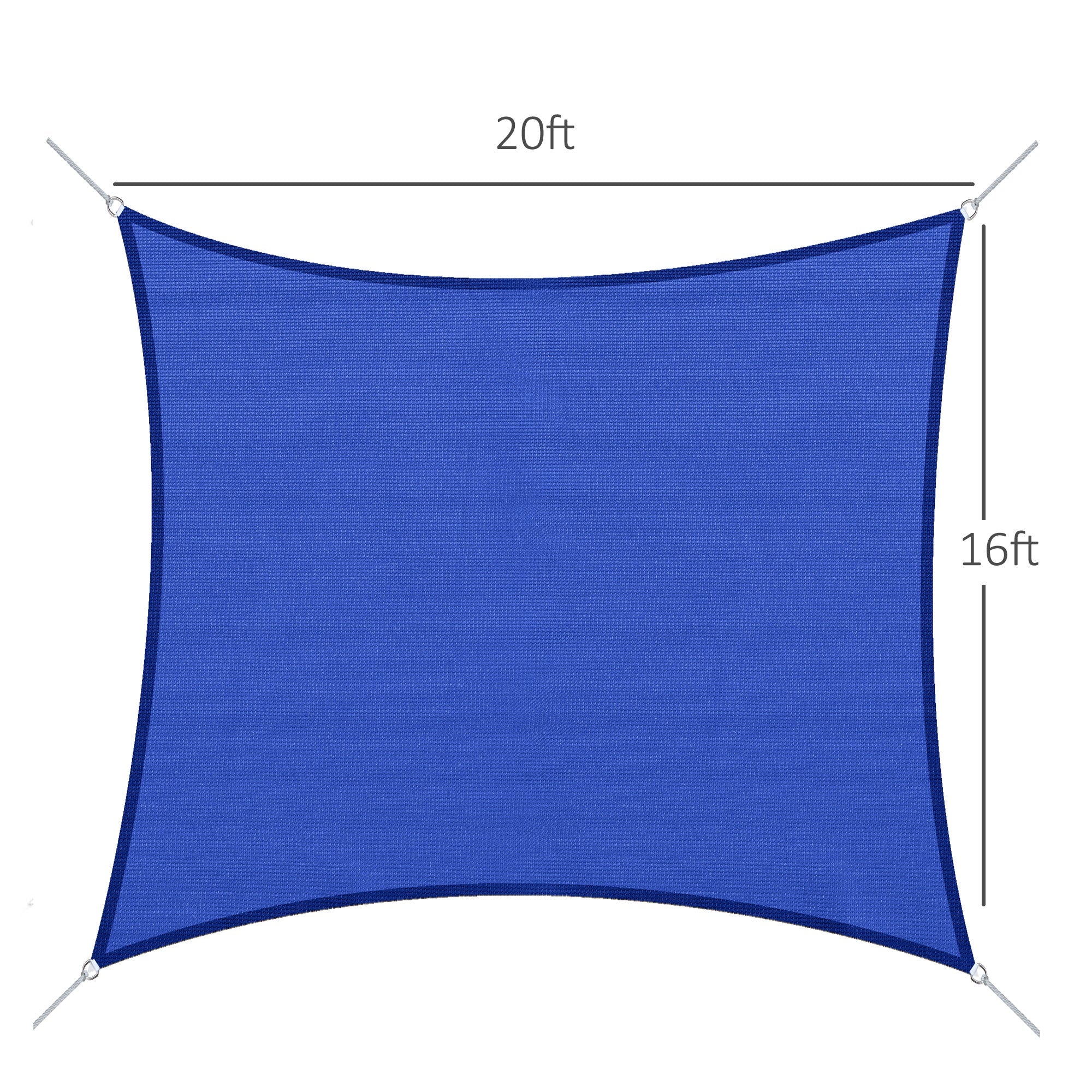 Outsunny Shaded Sanctuary: Rectangle 20'x16' Sun Shade Sail Top Cover Fabric for Outdoor Shelter, Garden, Blue with Carrying Bag