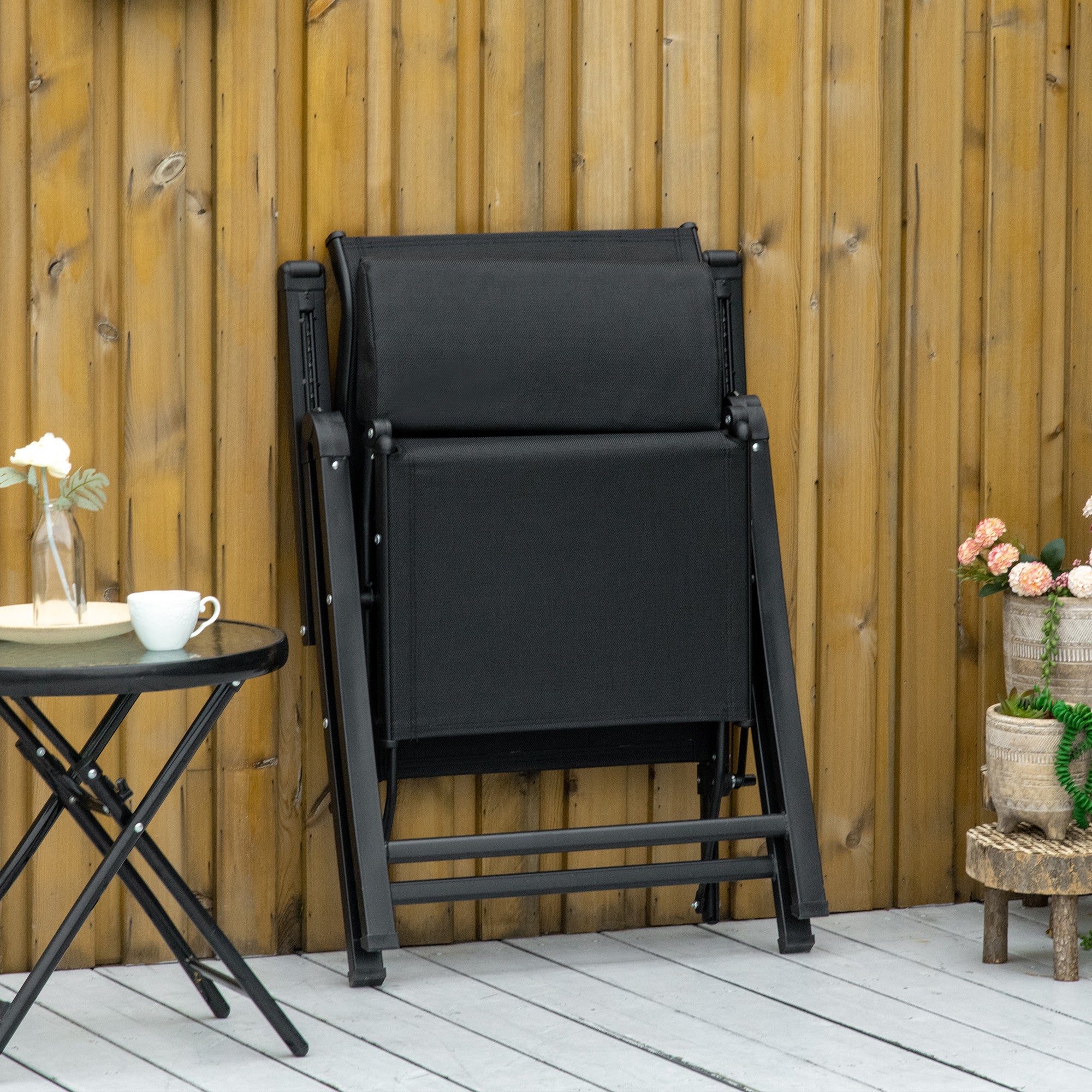 Outsunny Zero Gravity Lounge Chair with Cushion Adjustable Backrest Black